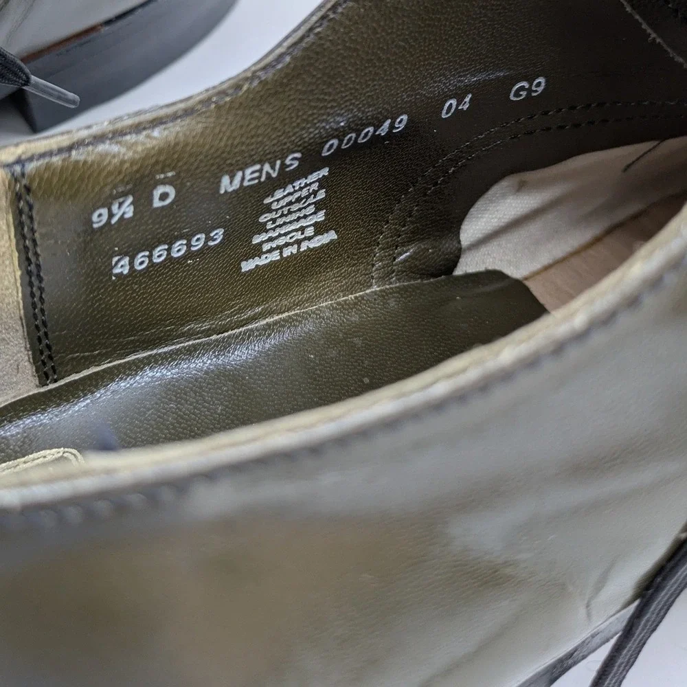 VTG Stacy Adams Madison Olive Green Leather Oxfords Faux Lizard Mens 9.5 D